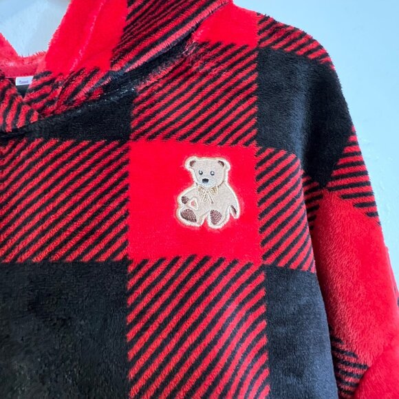 Joyspun Women's Plush Hoodie and Joggers Pajama Set 2-Piece XL Fleece Red/Black - Picture 3 of 16